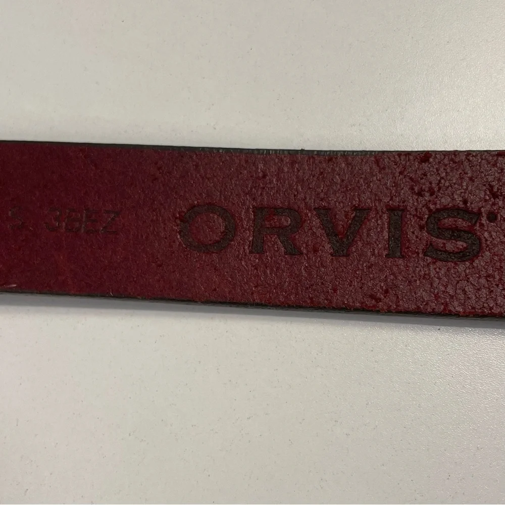 Vintage ORVIS Burgundy Leather Belt Size Small